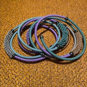 Spiral blue/purple/copper bracelet